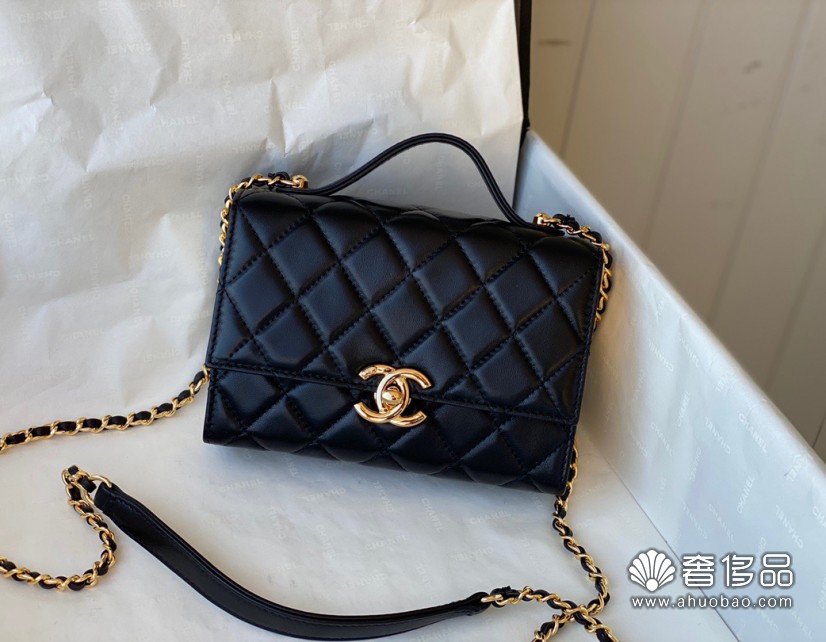 CHANEL香奈兒2021最新黑金盒子包