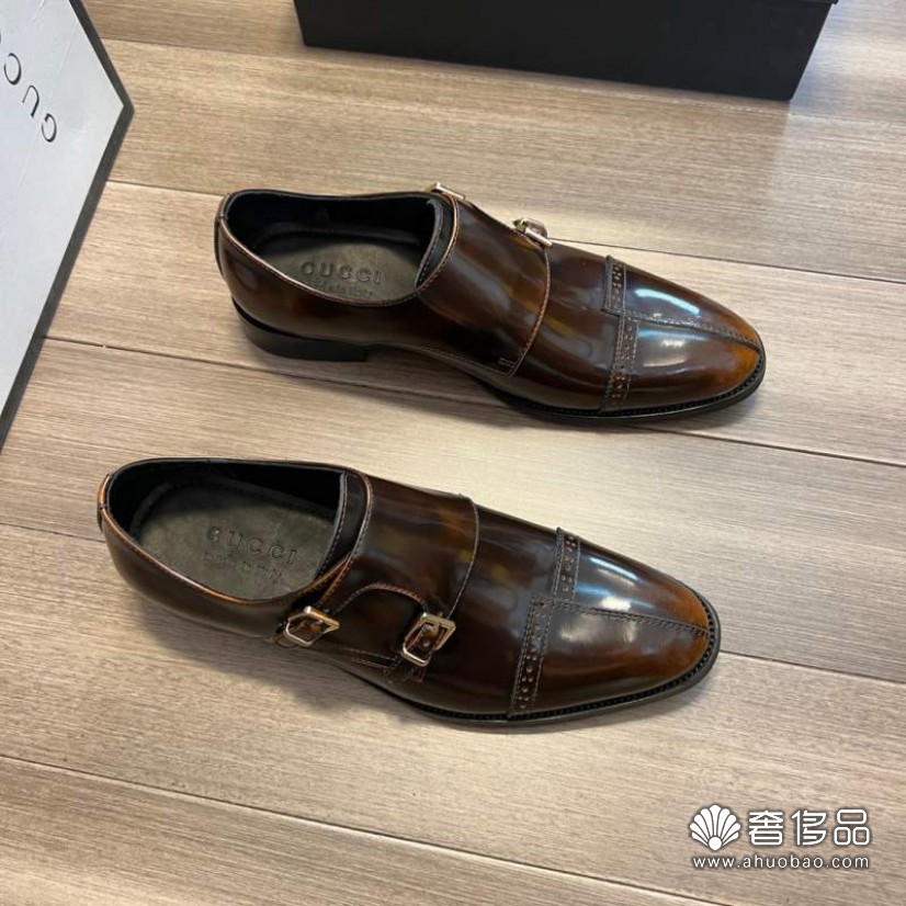 【gucci】古馳珠色小牛皮男款皮鞋