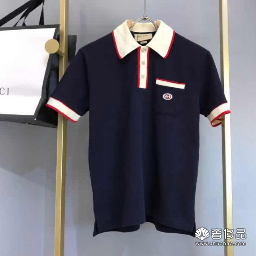 Gucci古馳新款撞色Polo衫